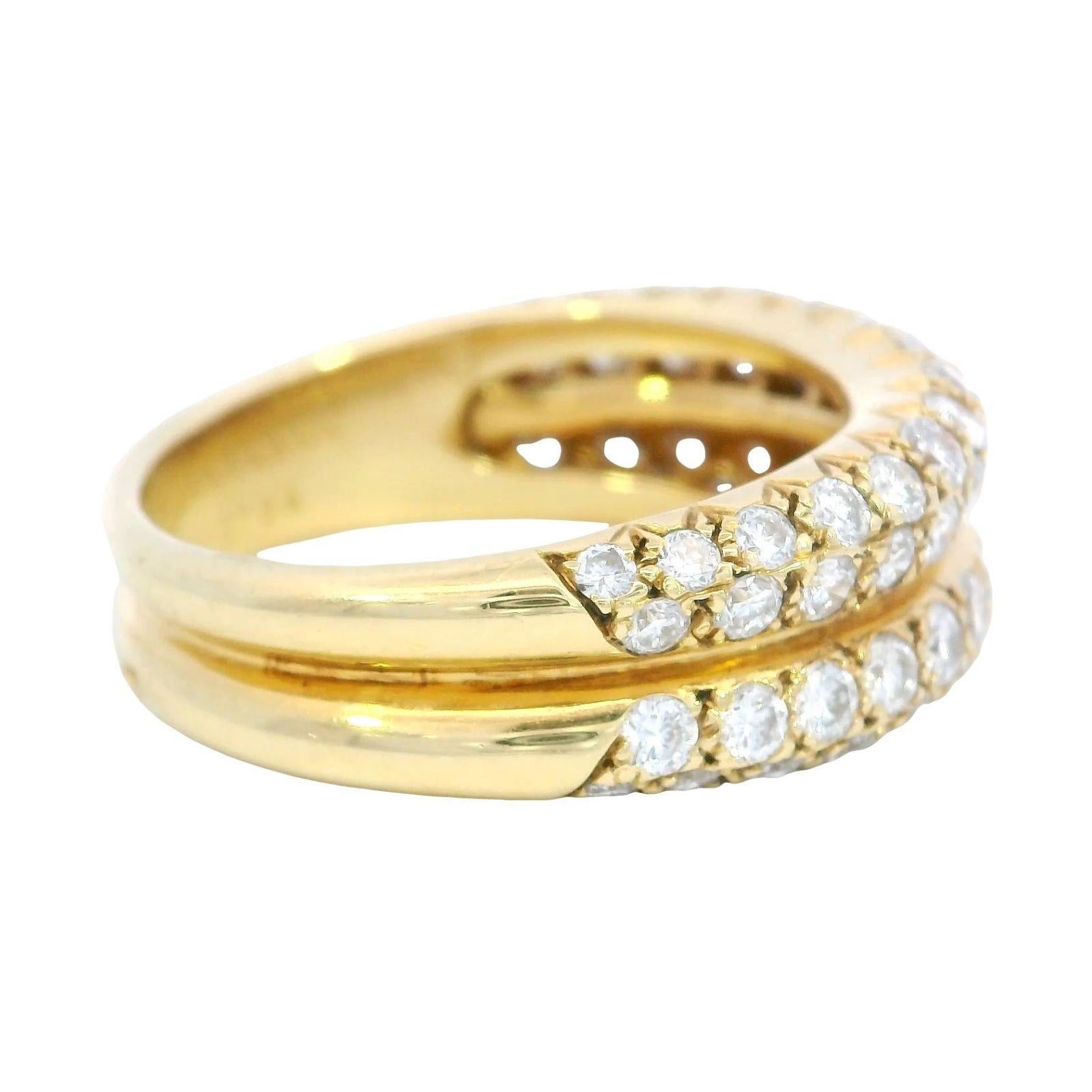 Anillo Pavé de Diamantes Van Cleef & Arpels 18K Oro Amarillo Francés ~1,55ctw en venta 1