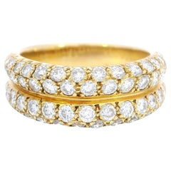 Anillo Pavé de Diamantes Van Cleef & Arpels 18K Oro Amarillo Francés ~1,55ctw