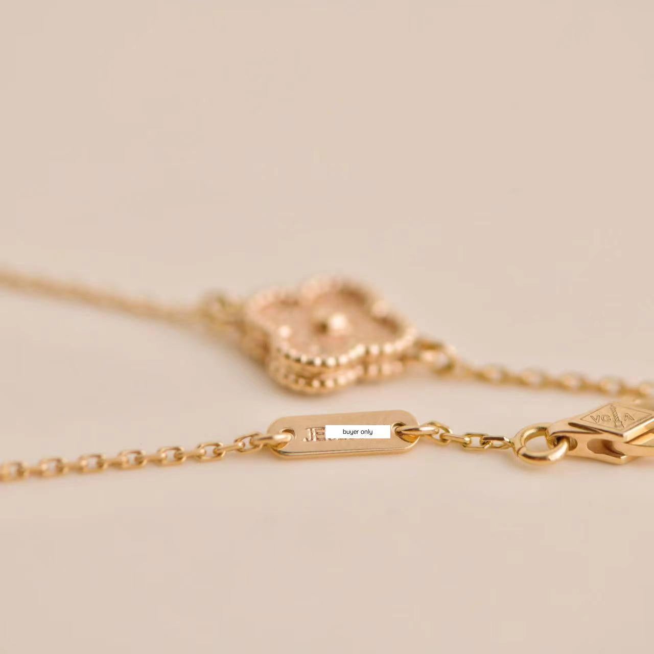 Van Cleef & Arpels 18K Rose Gold Hammered Sweet Alhambra Bracelet For Sale 2