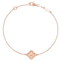 Van Cleef & Arpels 18K Rose Gold Hammered Sweet Alhambra Bracelet