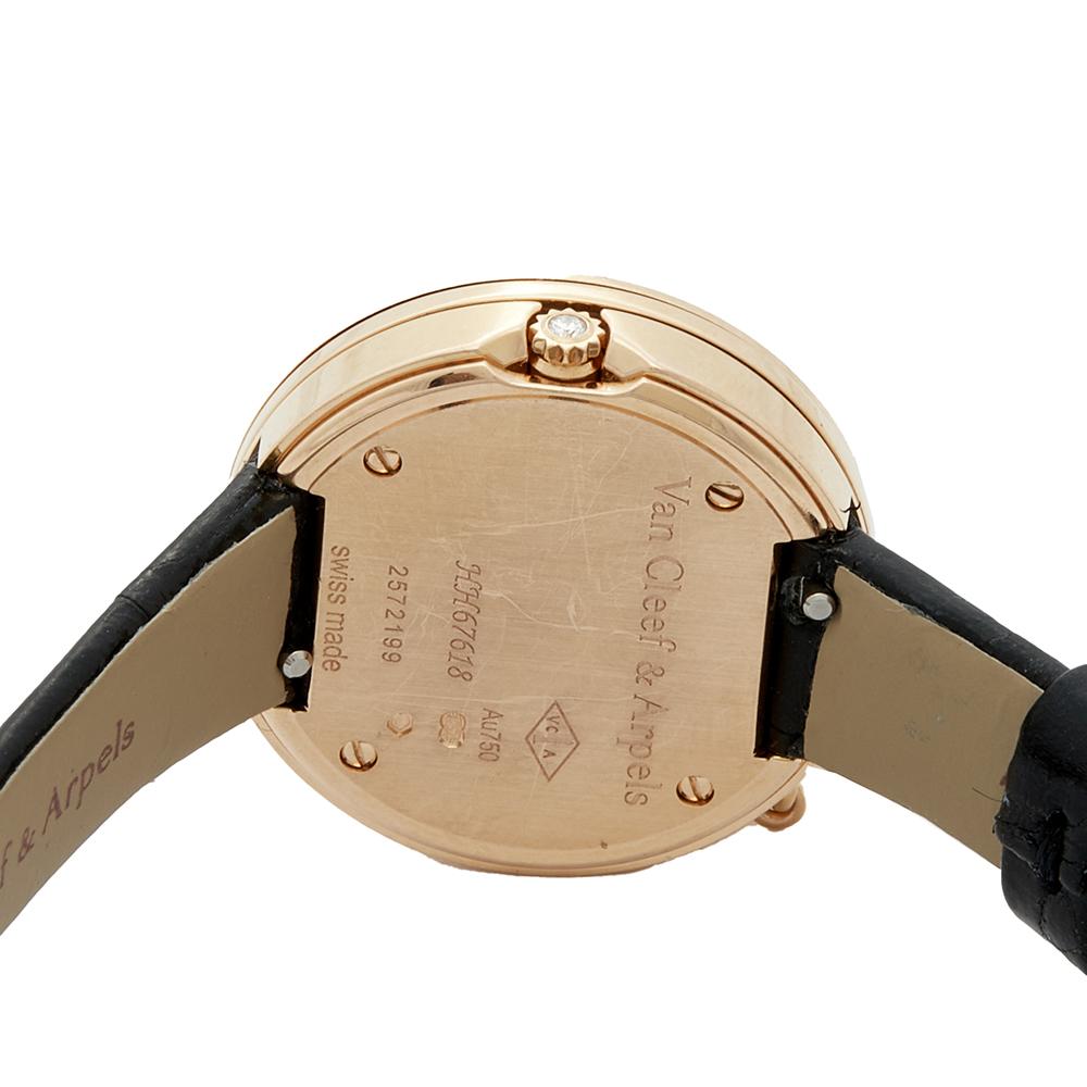 Contemporary Van Cleef & Arpels 18k Rose Gold Leather Charms Women's Wristwatch 25 mm