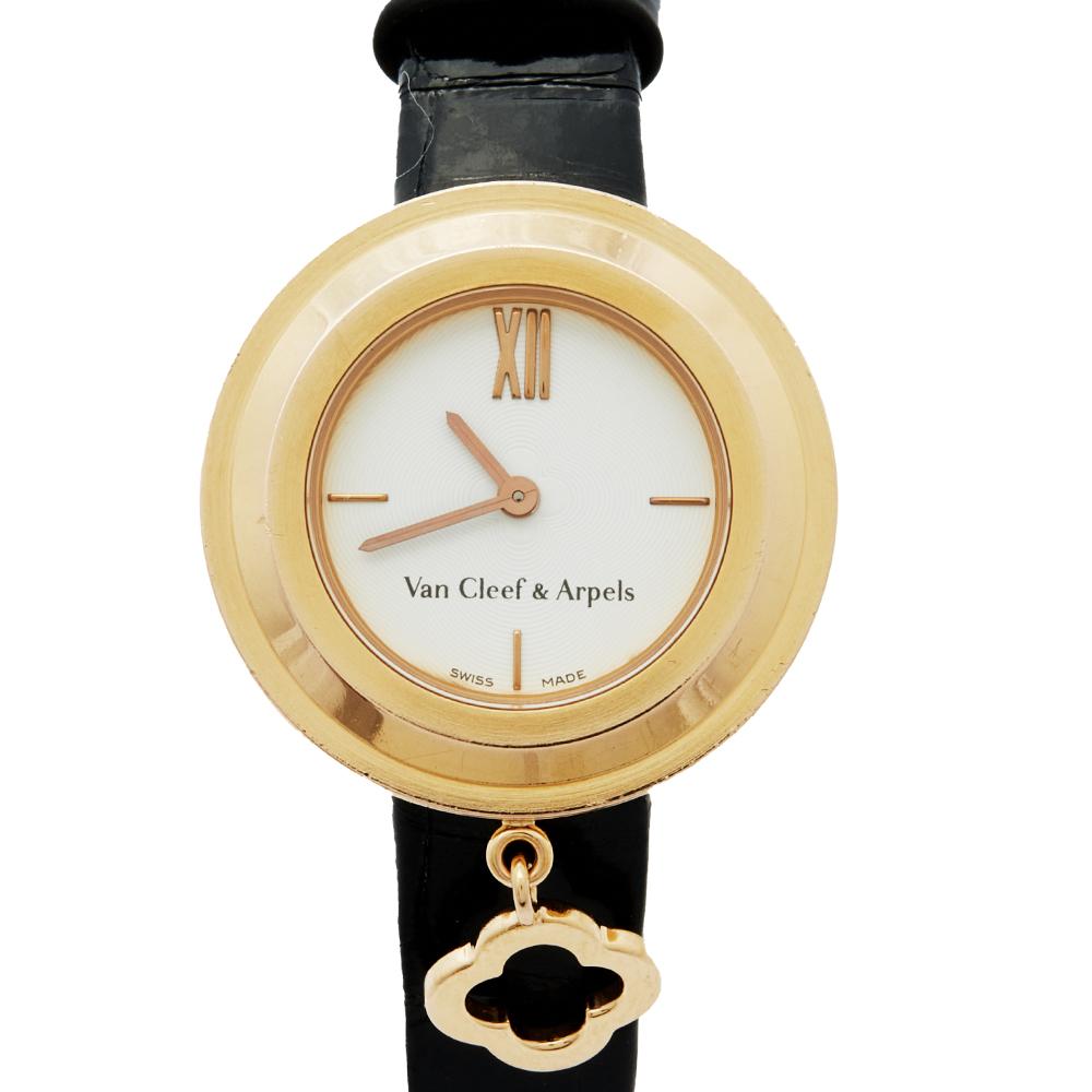 Van Cleef & Arpels 18k Rose Gold Leather Charms Women's Wristwatch 25 mm 1