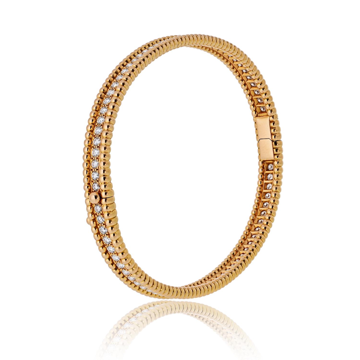 Van Cleef & Arpels Bracciale con diamanti perlée in oro rosa 18 carati, 1 fila, modello medio in vendita 5