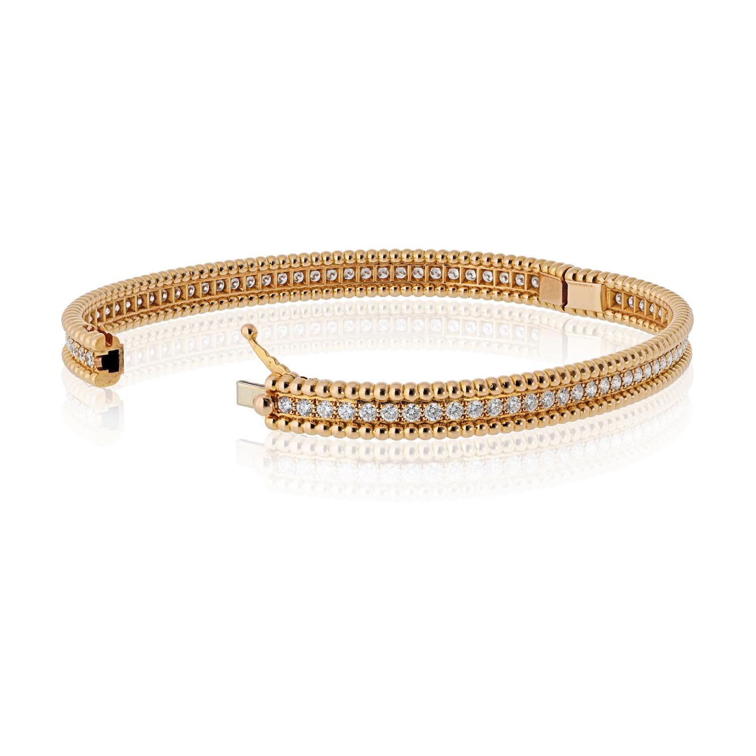 Van Cleef & Arpels Bracciale con diamanti perlée in oro rosa 18 carati, 1 fila, modello medio in vendita 6