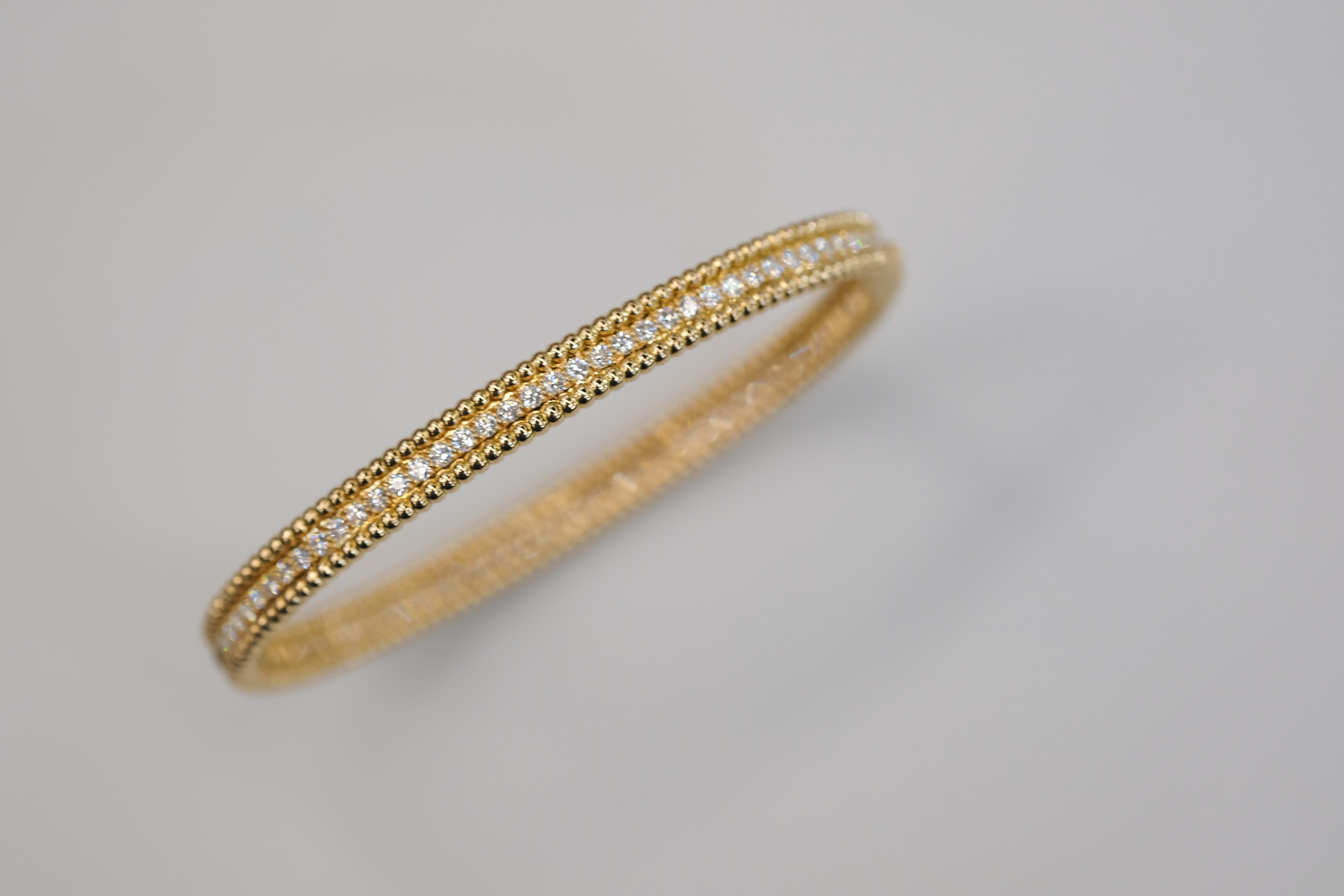 Donna Van Cleef & Arpels Bracciale con diamanti perlée in oro rosa 18 carati, 1 fila, modello medio in vendita