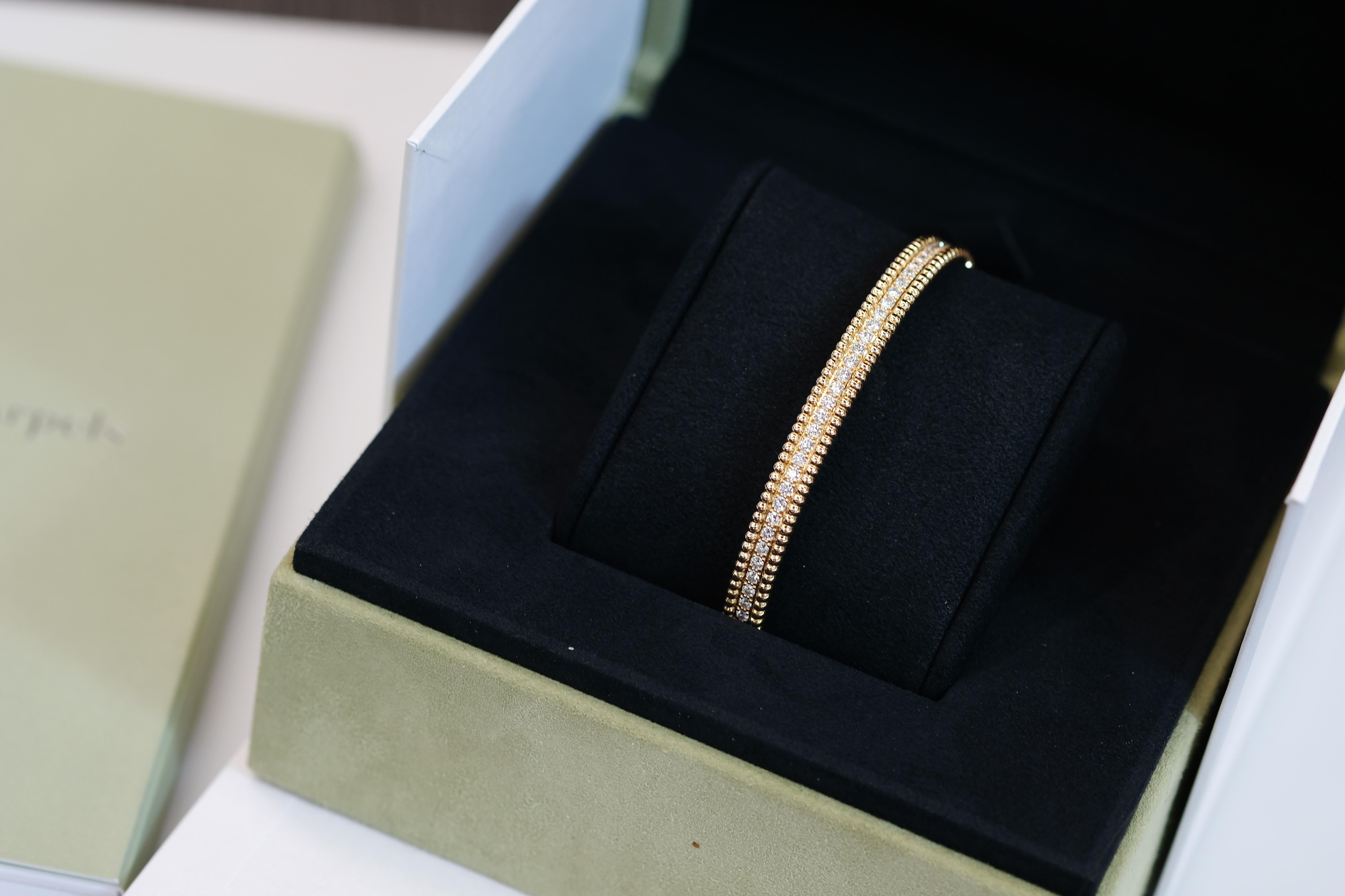 Van Cleef & Arpels Bracciale con diamanti perlée in oro rosa 18 carati, 1 fila, modello medio in vendita 3