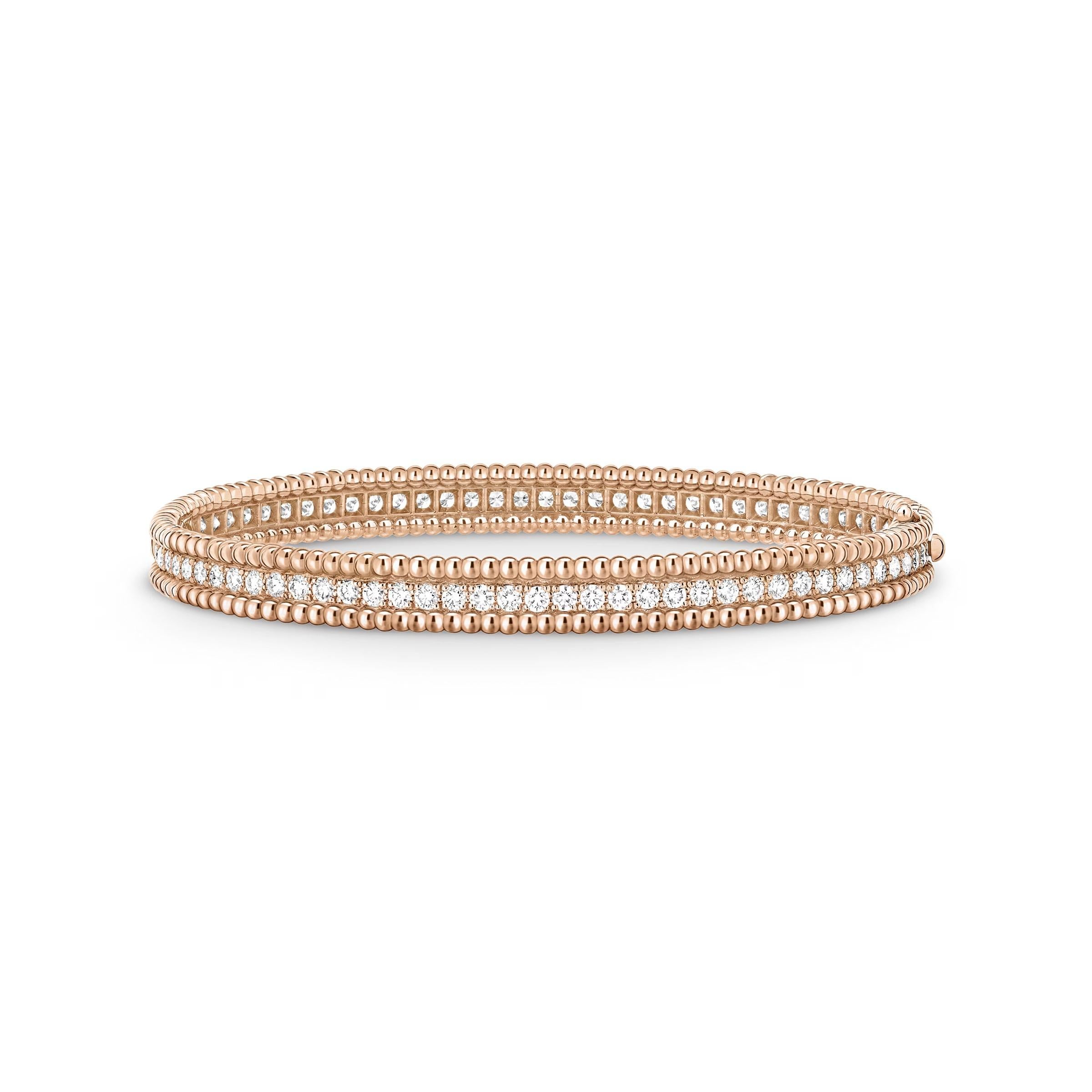 Van Cleef & Arpels 18K Rose Gold Perlée Diamanten Armband, 1 Reihe, mittleres Modell (Rundschliff) im Angebot