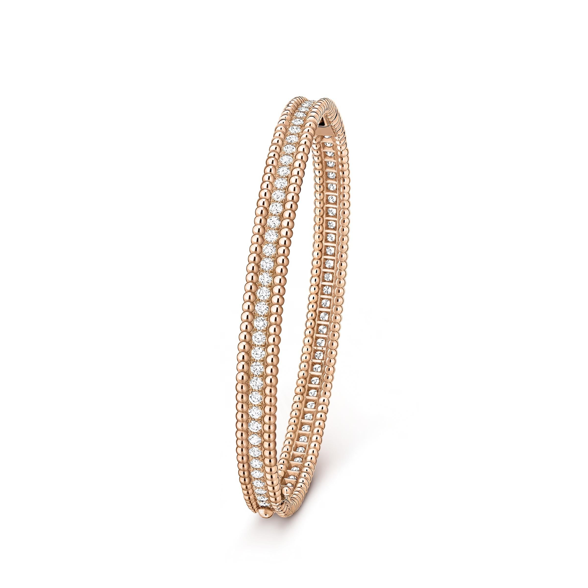 Van Cleef & Arpels 18K Rose Gold Perlée Diamanten Armband, 1 Reihe, mittleres Modell im Zustand „Hervorragend“ im Angebot in New York, NY