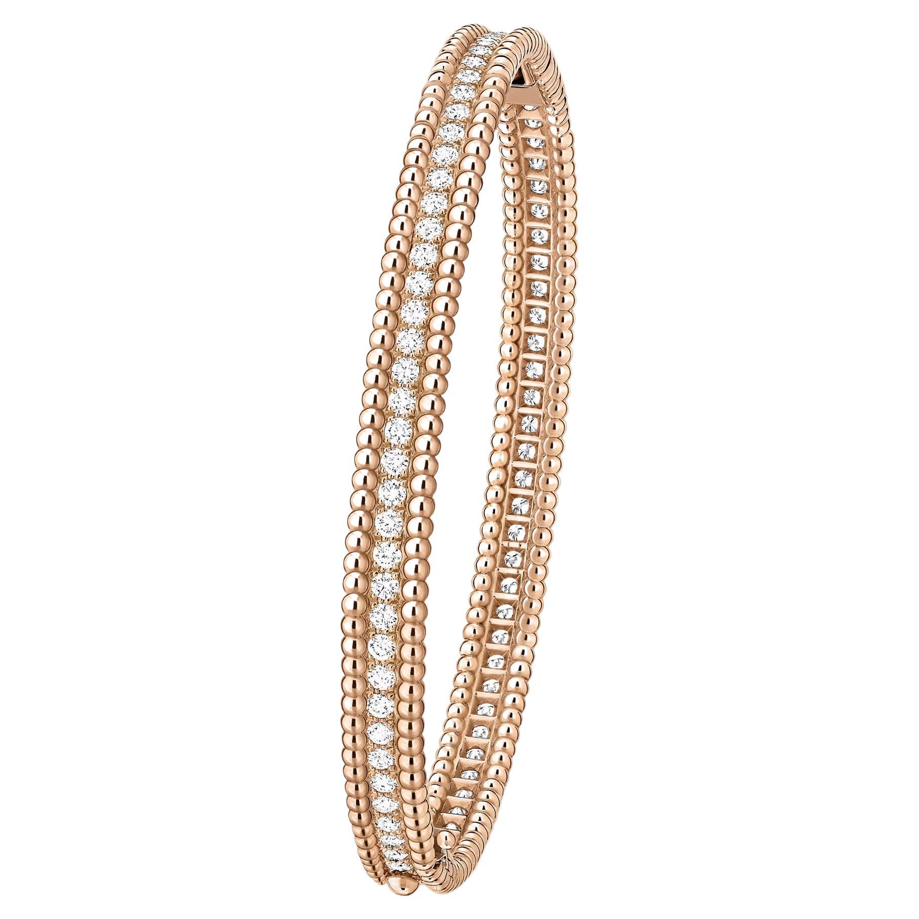 Van Cleef & Arpels 18K Rose Gold Perlée Diamonds Bracelet, 1 row, medium model