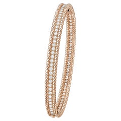 Pulsera Van Cleef & Arpels de oro rosa de 18 quilates con diamantes perlados, 1 fila, modelo mediano