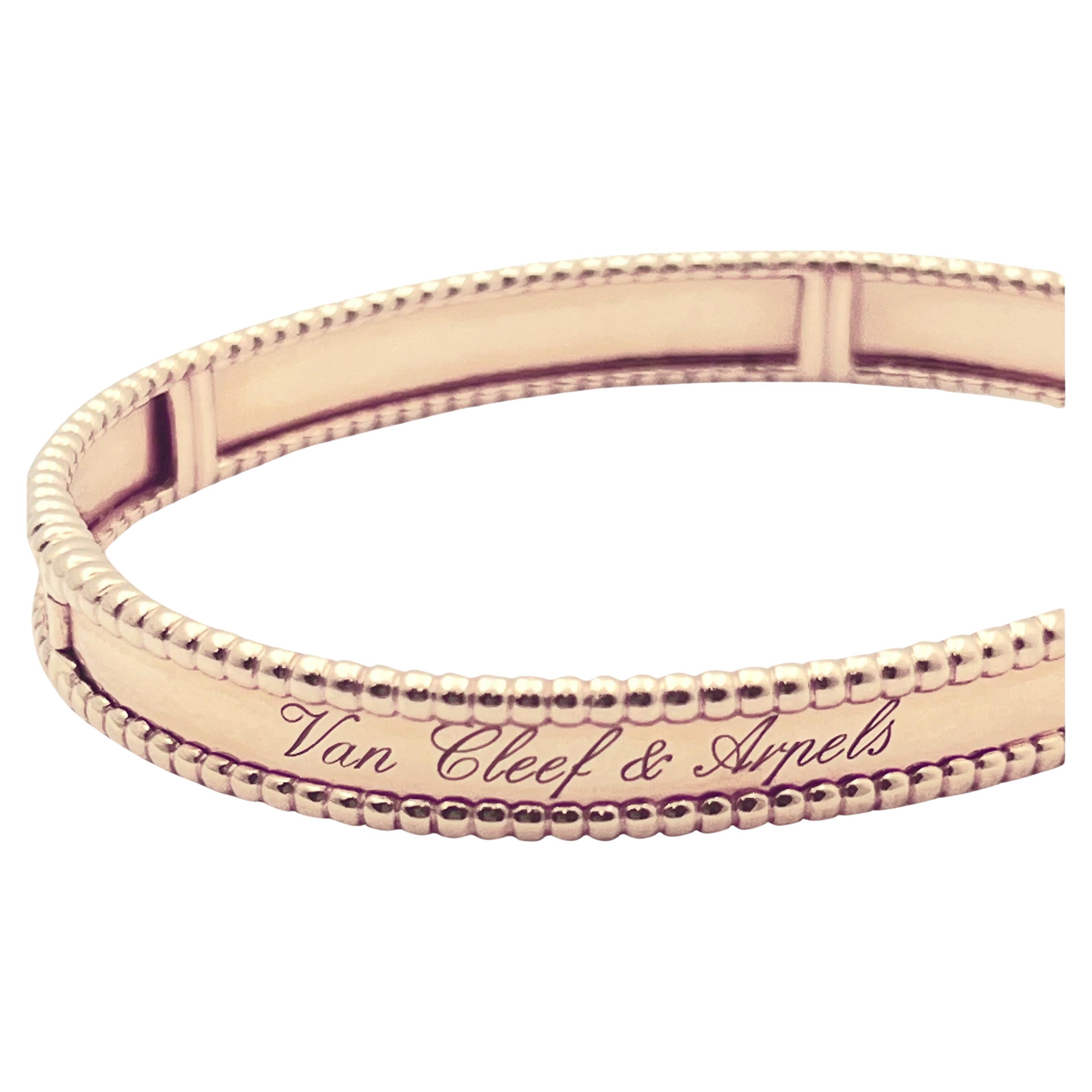 Van Cleef & Arpels 18k Rose Gold Perlée Signature Bracelet In Excellent Condition In Palm Beach, FL