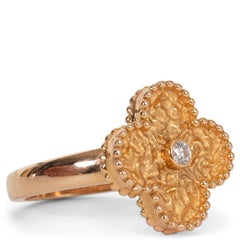 VAN CLEEF & ARPELS 18k rose gold VINTAGE ALHAMBRA DIAMOND Ring 52