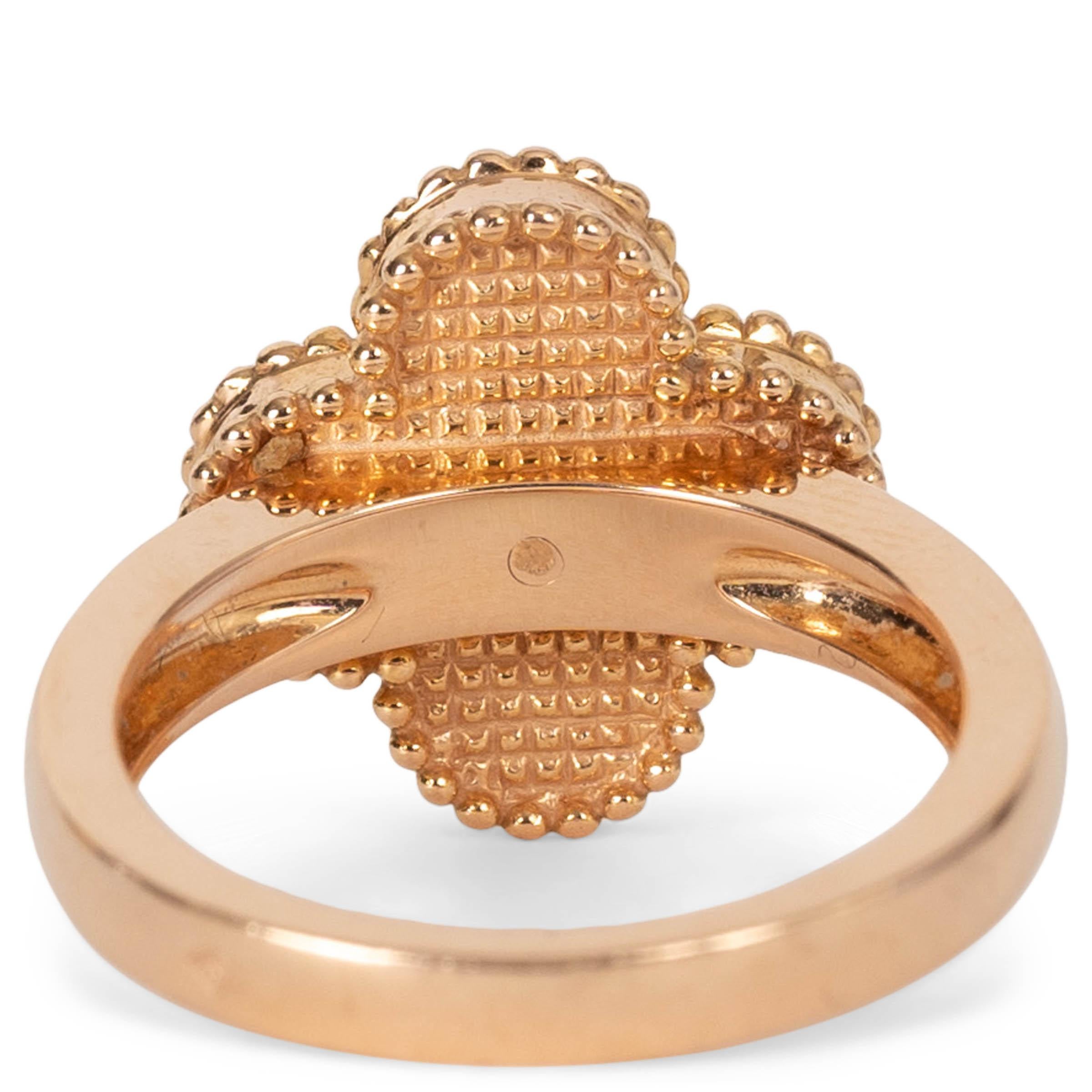 VAN CLEEF & ARPELS 18k oro rosa VINTAGE ALHAMBRA DIAMANTE Anillo 52 en Excelente estado para la venta en Zürich, CH