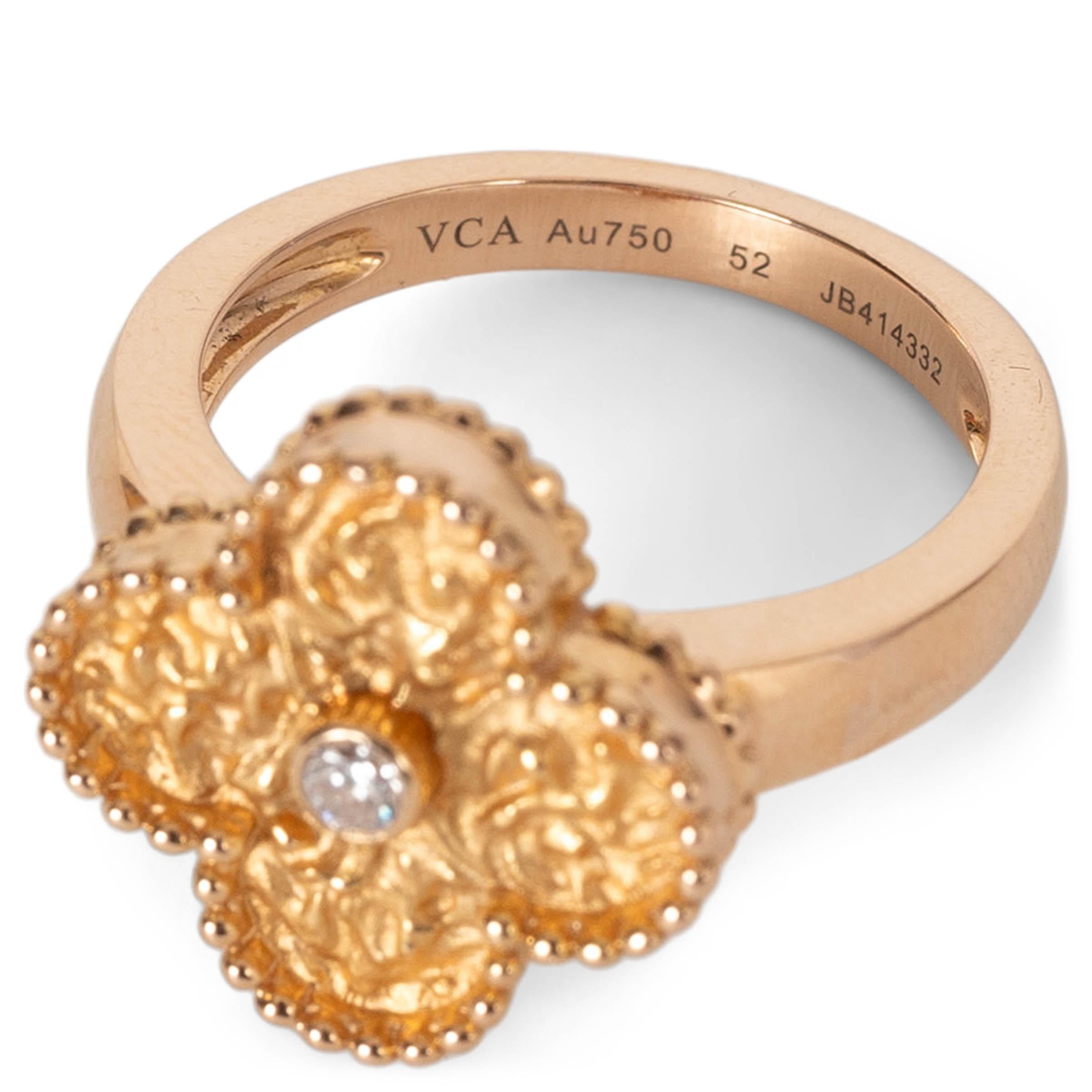 De las mujeres VAN CLEEF & ARPELS 18k oro rosa VINTAGE ALHAMBRA DIAMANTE Anillo 52 en venta