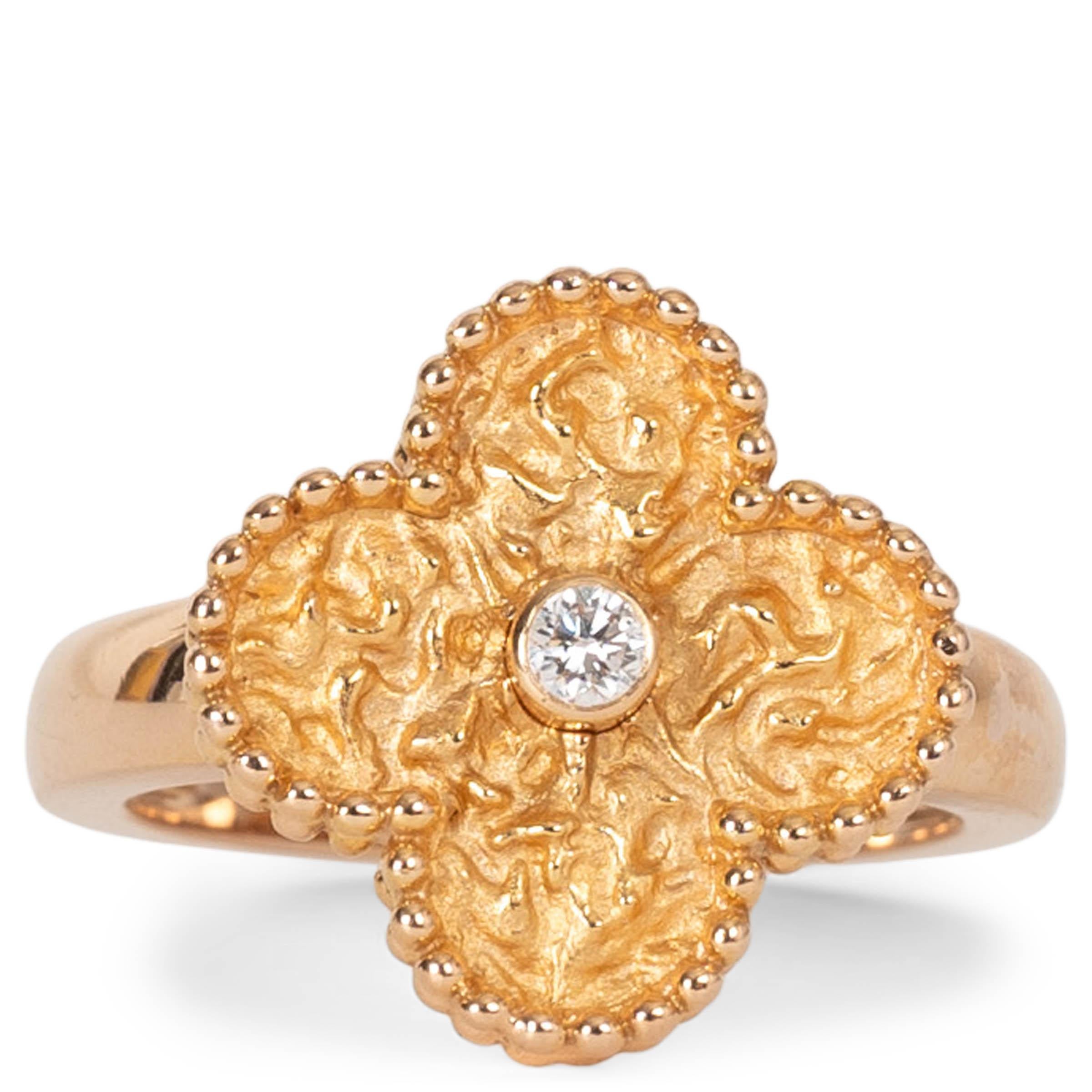 VAN CLEEF & ARPELS 18k oro rosa VINTAGE ALHAMBRA DIAMANTE Anillo 52 en venta