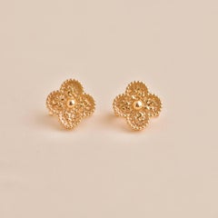 Van Cleef & Arpels 18K Rose Hammered Gold Vintage Alhambra 18K Earrings