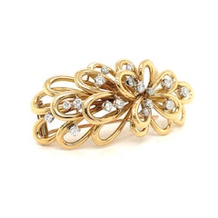 Van Cleef & Arpels 18k Swirling Diamond Hair Clip Brooch