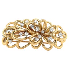 Vintage Van Cleef & Arpels 18k Swirling Diamond Hair Clip Brooch
