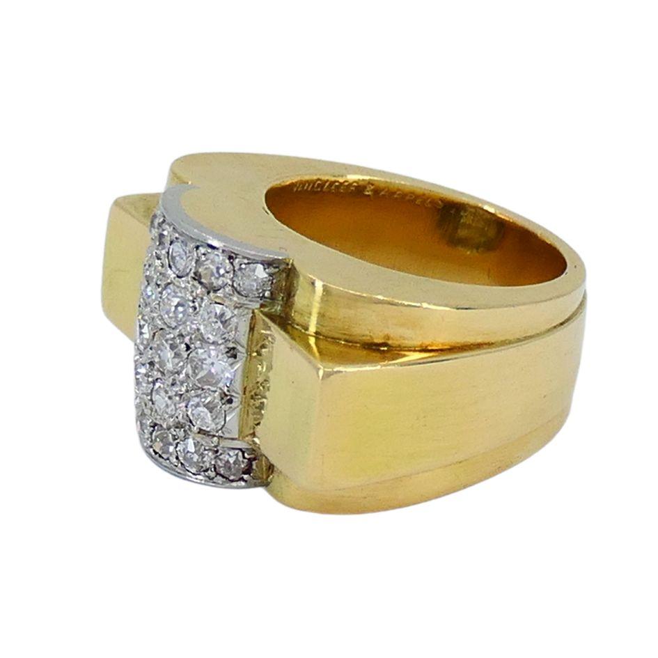 Van Cleef & Arpels, bague Tank rétro en or bicolore 18 carats avec diamants Pour femmes en vente