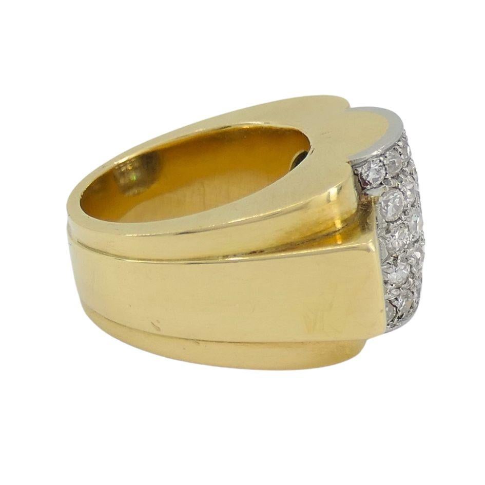 Van Cleef & Arpels, bague Tank rétro en or bicolore 18 carats avec diamants en vente 1