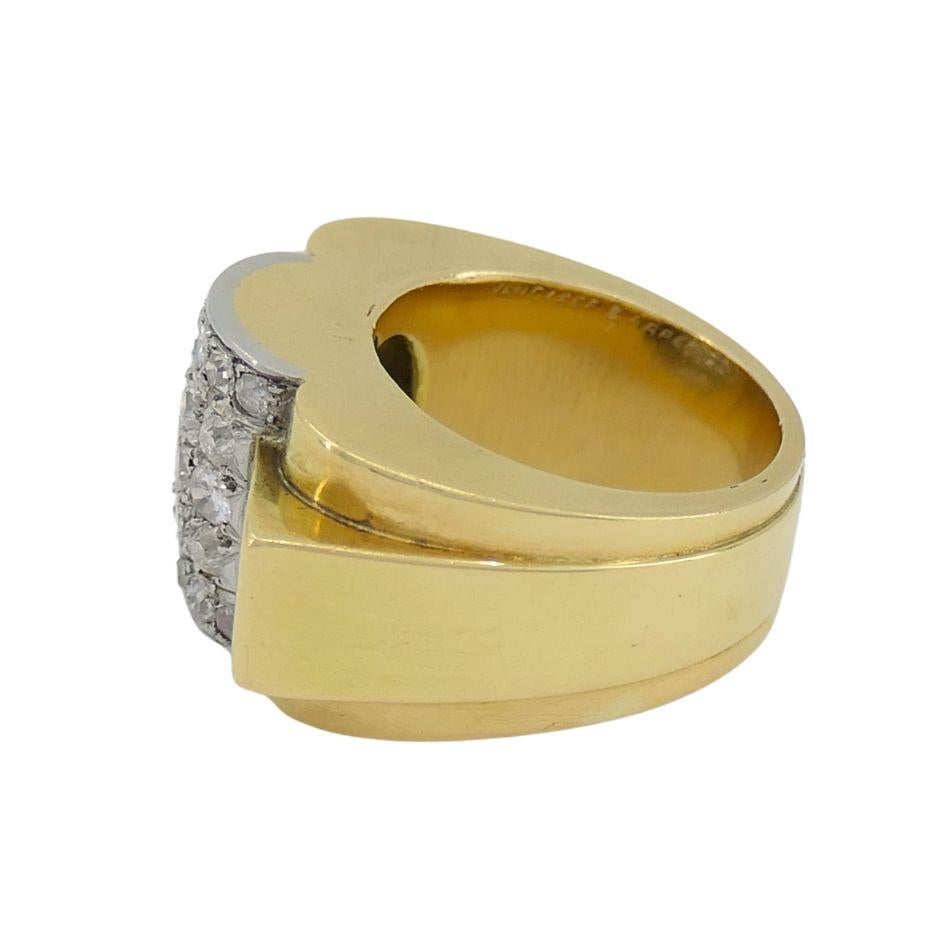 Van Cleef & Arpels, bague Tank rétro en or bicolore 18 carats avec diamants en vente 2