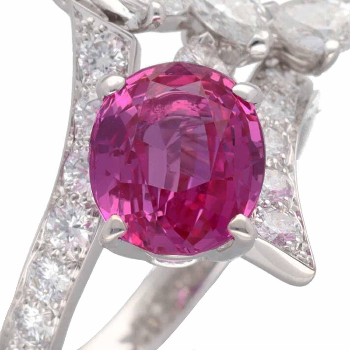 Van Cleef & Arpels 18K WG Myanmar Elysees-Ring mit unerhitztem rosa Saphir und Diamant (Ovalschliff)