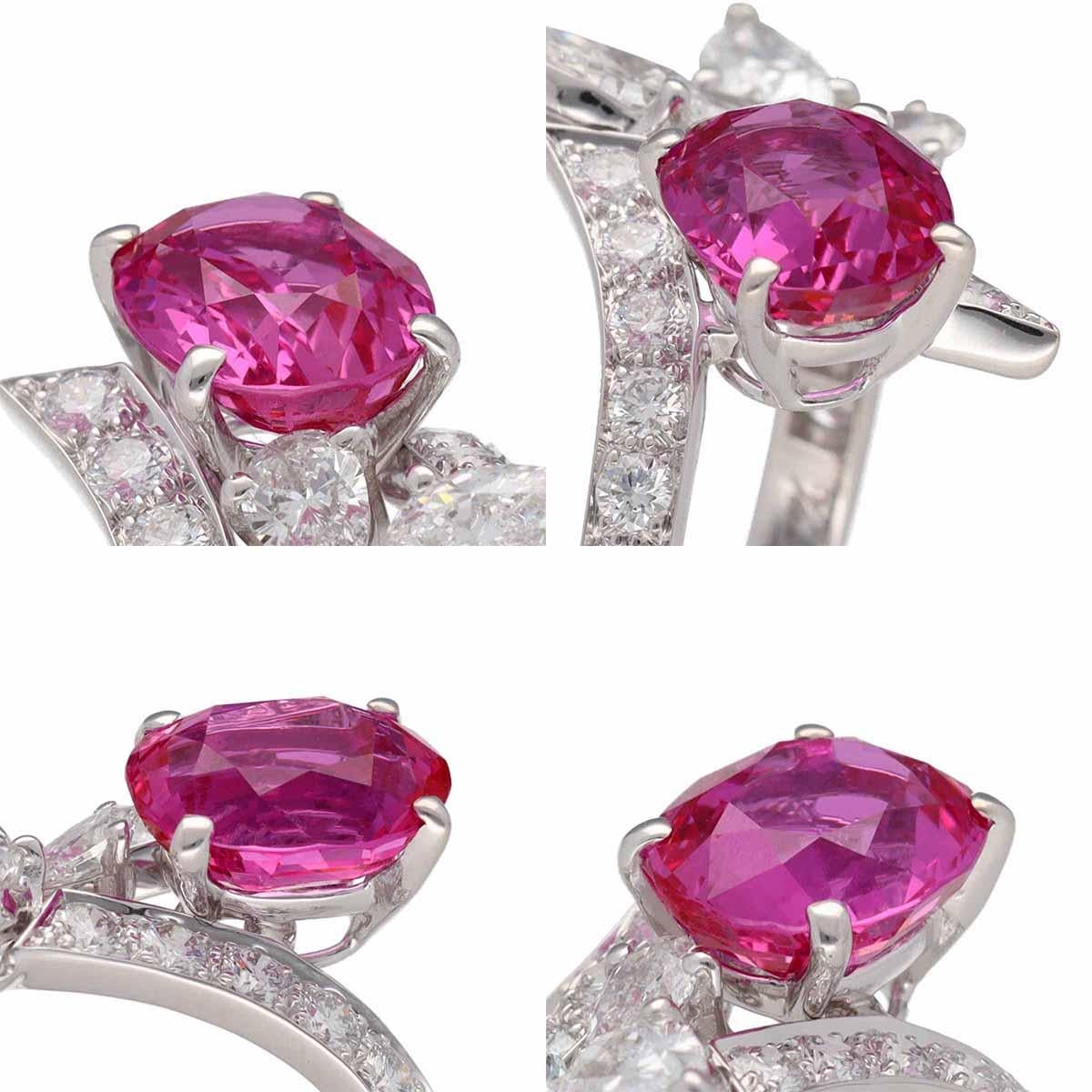 Van Cleef & Arpels 18K WG Myanmar Elysees-Ring mit unerhitztem rosa Saphir und Diamant im Zustand „Gut“ in Tokyo, JP