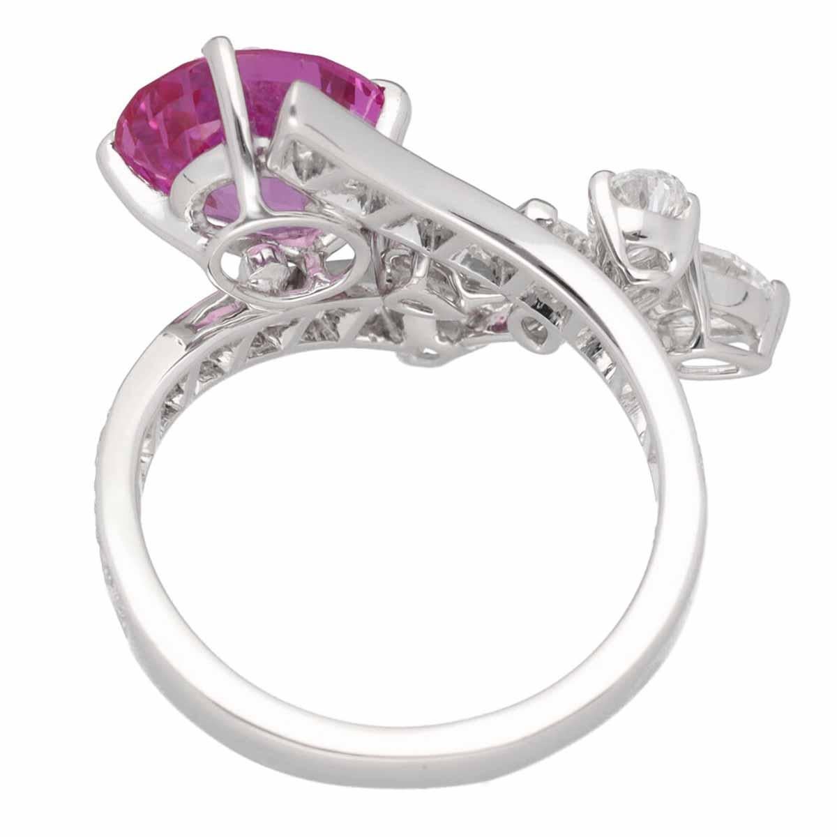 Van Cleef & Arpels 18K WG Myanmar Elysees-Ring mit unerhitztem rosa Saphir und Diamant Damen