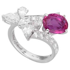 Van Cleef & Arpels 18K WG Myanmar Elysees-Ring mit unerhitztem rosa Saphir und Diamant
