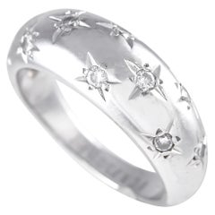 Van Cleef & Arpels 18K White Gold 0.25ct Diamond Star Dome Ring