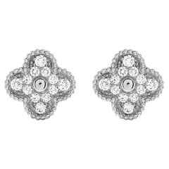 Van Cleef & Arpels Orecchini Alhambra vintage in oro bianco 18 carati con diamanti da 0,96 carati