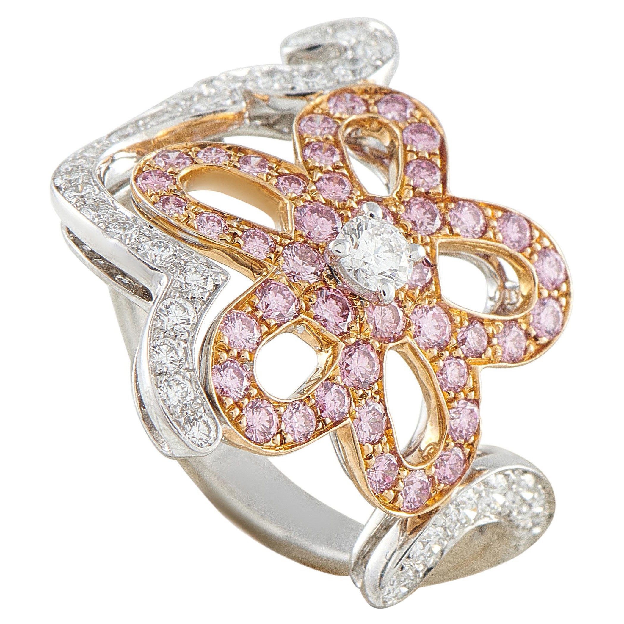 Van Cleef 
Arpels 18K Weißgold 1,25ct Weiß und Pink Diamond Ring #5074 im Angebot