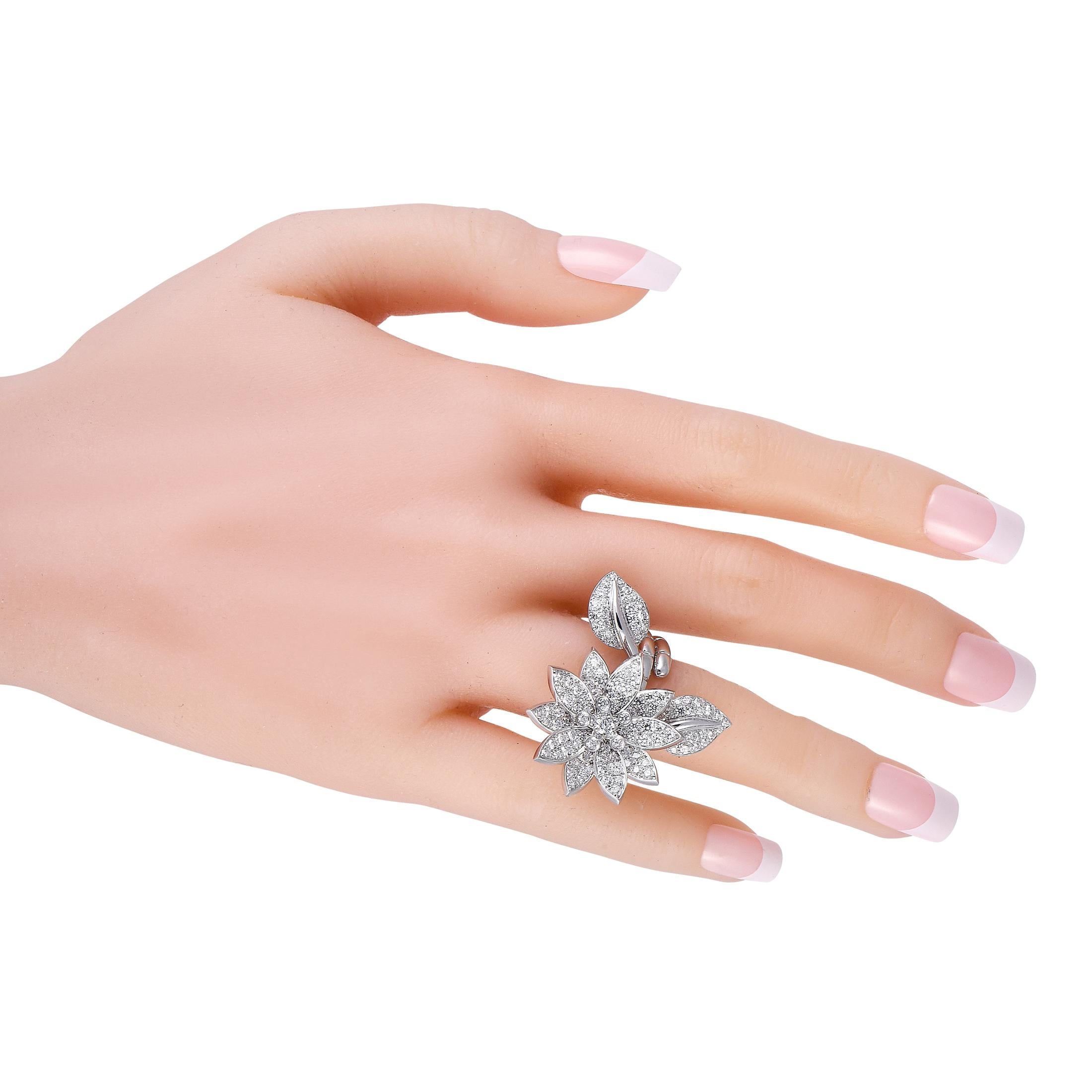 Van Cleef & Arpels 18k Weißgold 2,14ct Diamant Lotus zwischen den Fingern Ring 1