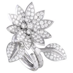 Van Cleef & Arpels 18k Weißgold 2,14ct Diamant Lotus zwischen den Fingern Ring