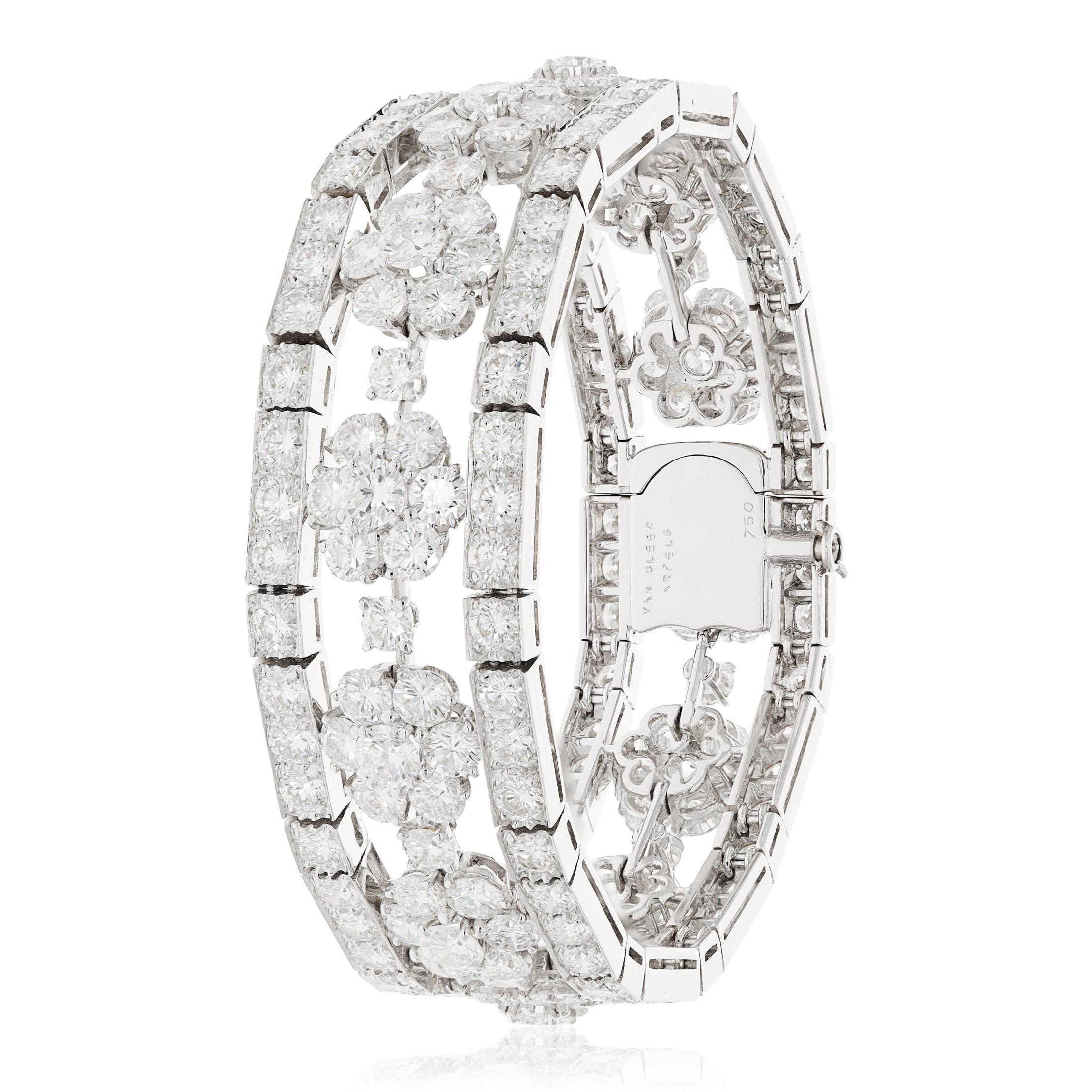 VAN CLEEF & ARPELS 18K White Gold and, Diamond Snowflake Bracelet