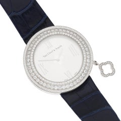 VAN CLEEF & ARPELS 18K White Gold Diamond Bezel Charm Watch