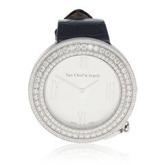 VAN CLEEF & ARPELS 18K White Gold Diamond Bezel Charm Watch