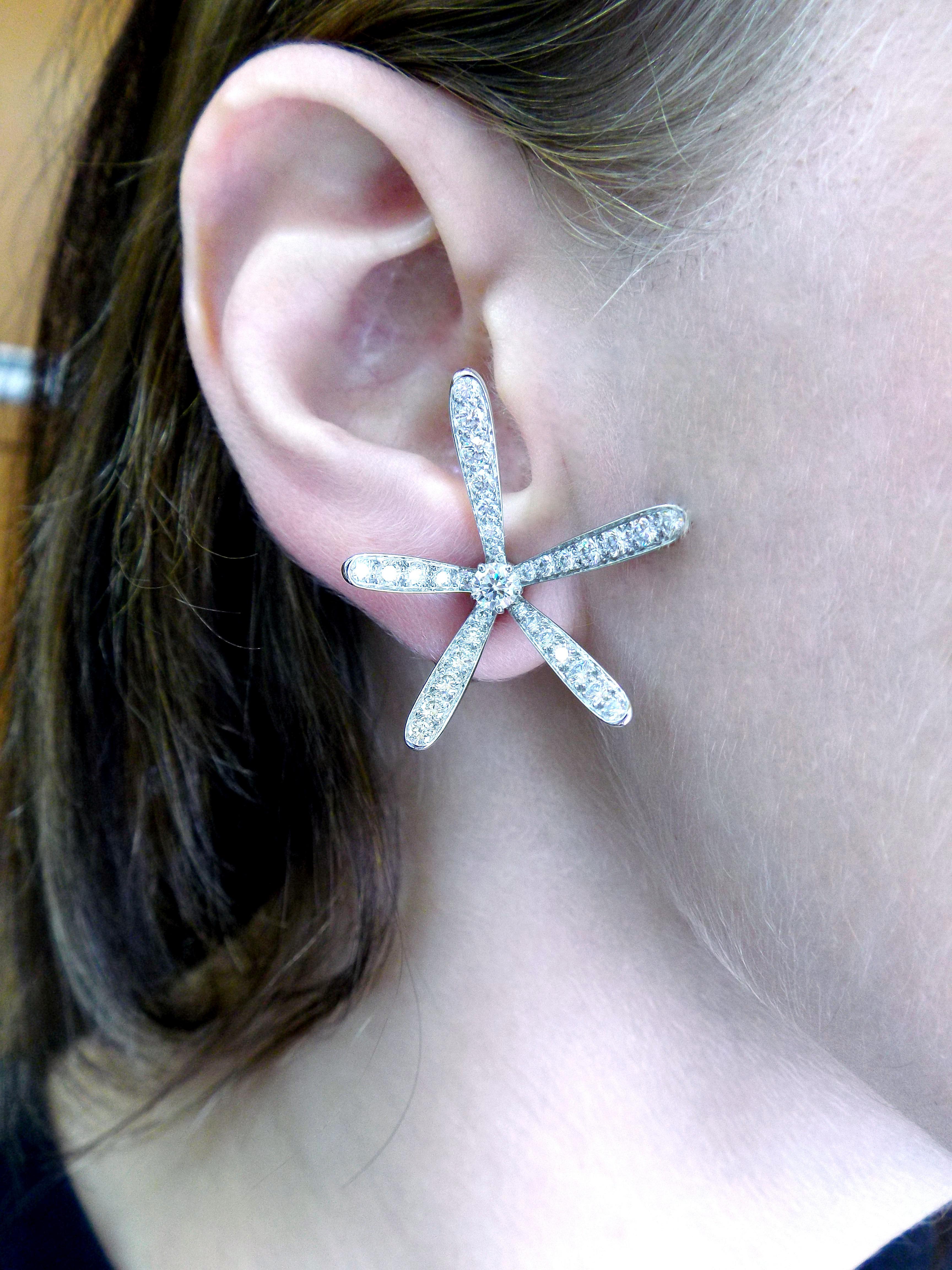 white lotus starfish earrings