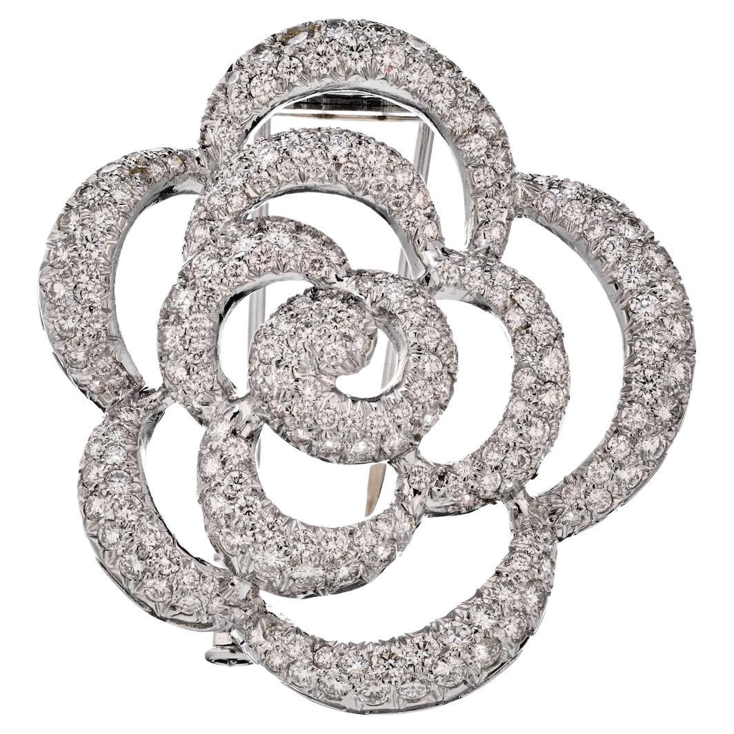Van Cleef & Arpels 18K White Gold Diamond Orchid 5.00cts Brooch