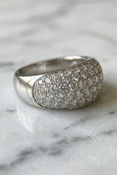 Van Cleef & Arpels 18K White Gold Five-Row Pavé Diamond Dome Ring