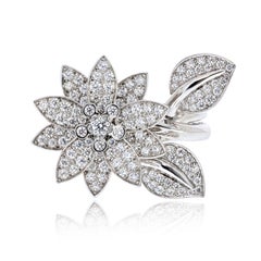 Van Cleef & Arpels 18K White Gold Lotus Between The Finger Ring