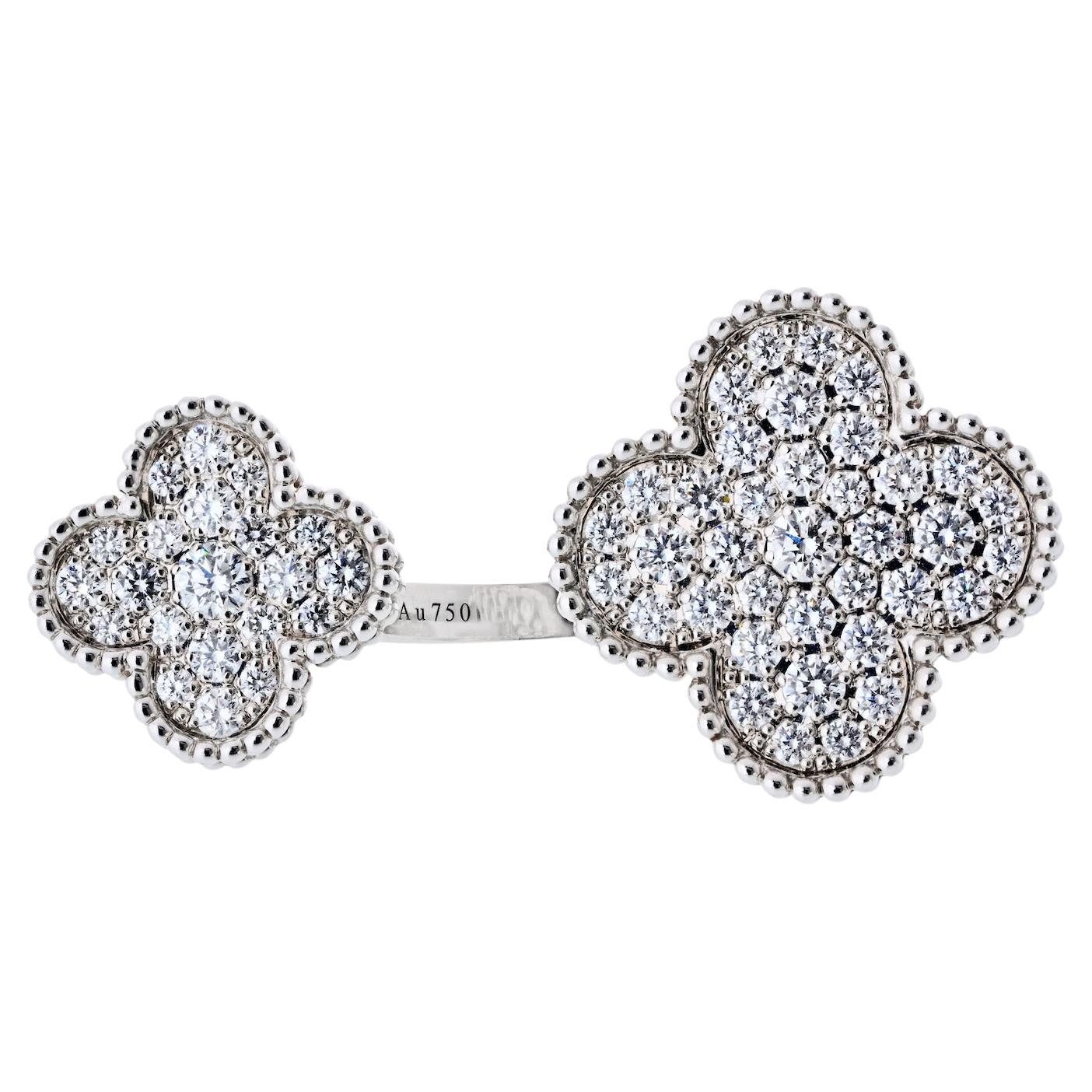 Van Cleef 
Arpels 18K White Gold Magic Alhambra Diamond Ring For Sale