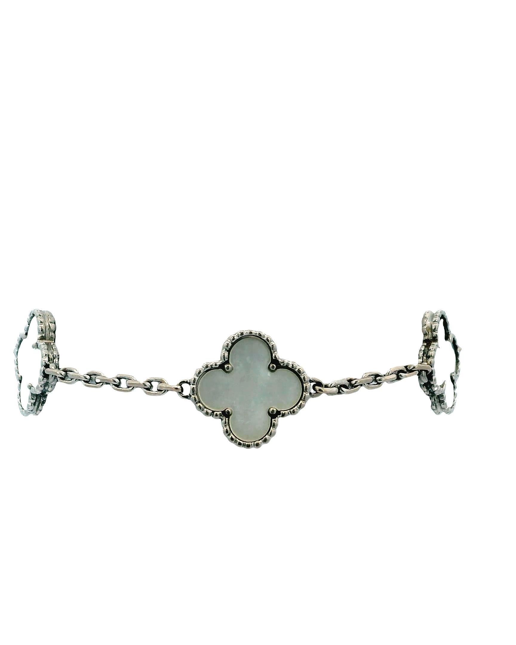 da uomo o donna Van Cleef & Arpels Bracciale d'epoca MOP in oro bianco 18 carati in vendita