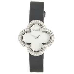 Van Cleef & Arpels 18k White Gold Mother of Pearl and Diamond Alhambra Watch