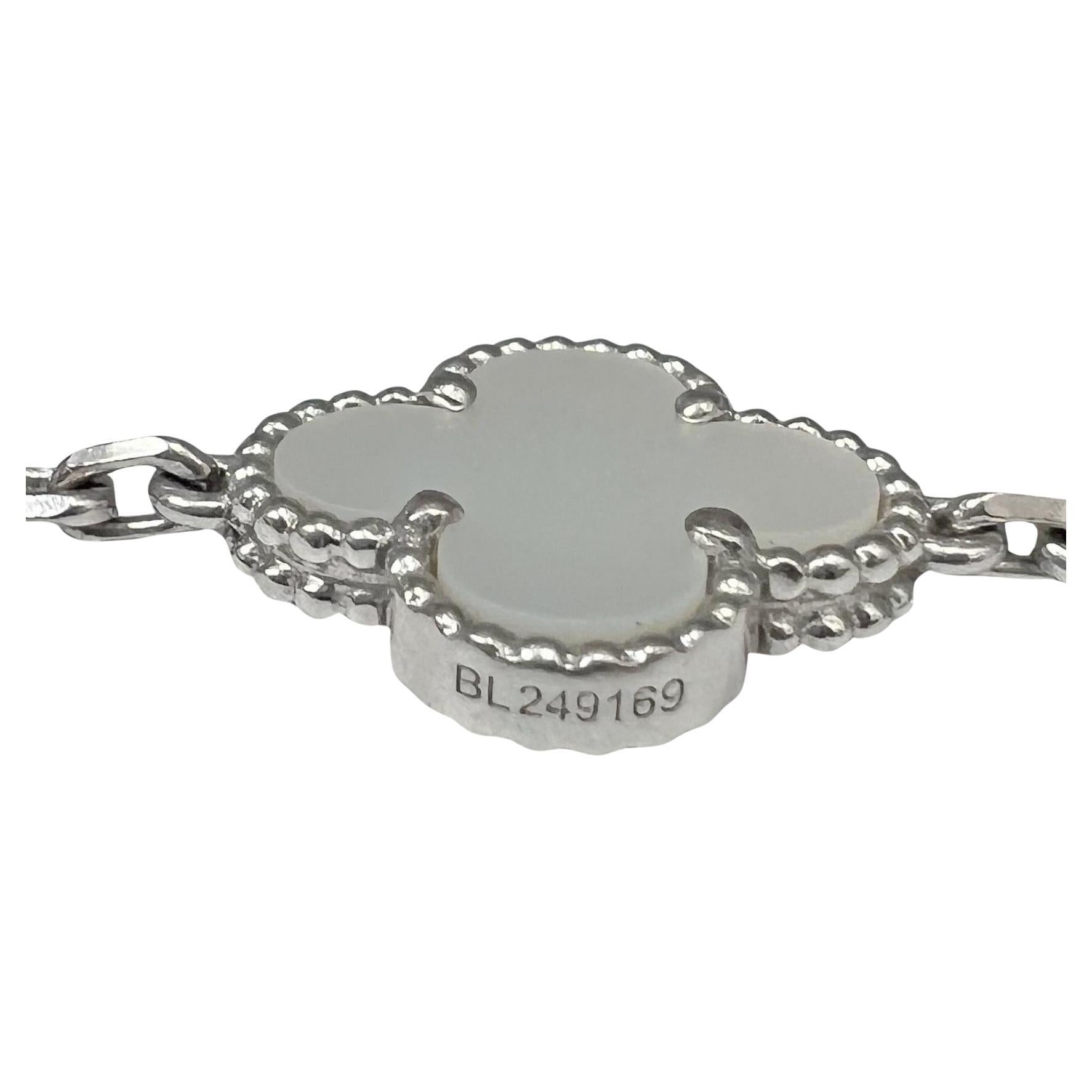 da uomo o donna Van Cleef & Arpels Bracciale Alhambra Vintage in oro bianco 18k con madreperla