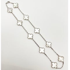 Van Cleef & Arpels 18k White Gold Mother-of-Pearl Vintage Alhambra Necklace