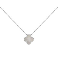 Van Cleef & Arpels 18 Karat White Gold Mother of Pearl Vintage Alhambra Necklace