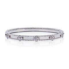 Van Cleef & Arpels 18K White Gold Perlee Clover Diamond Size S Bracelet