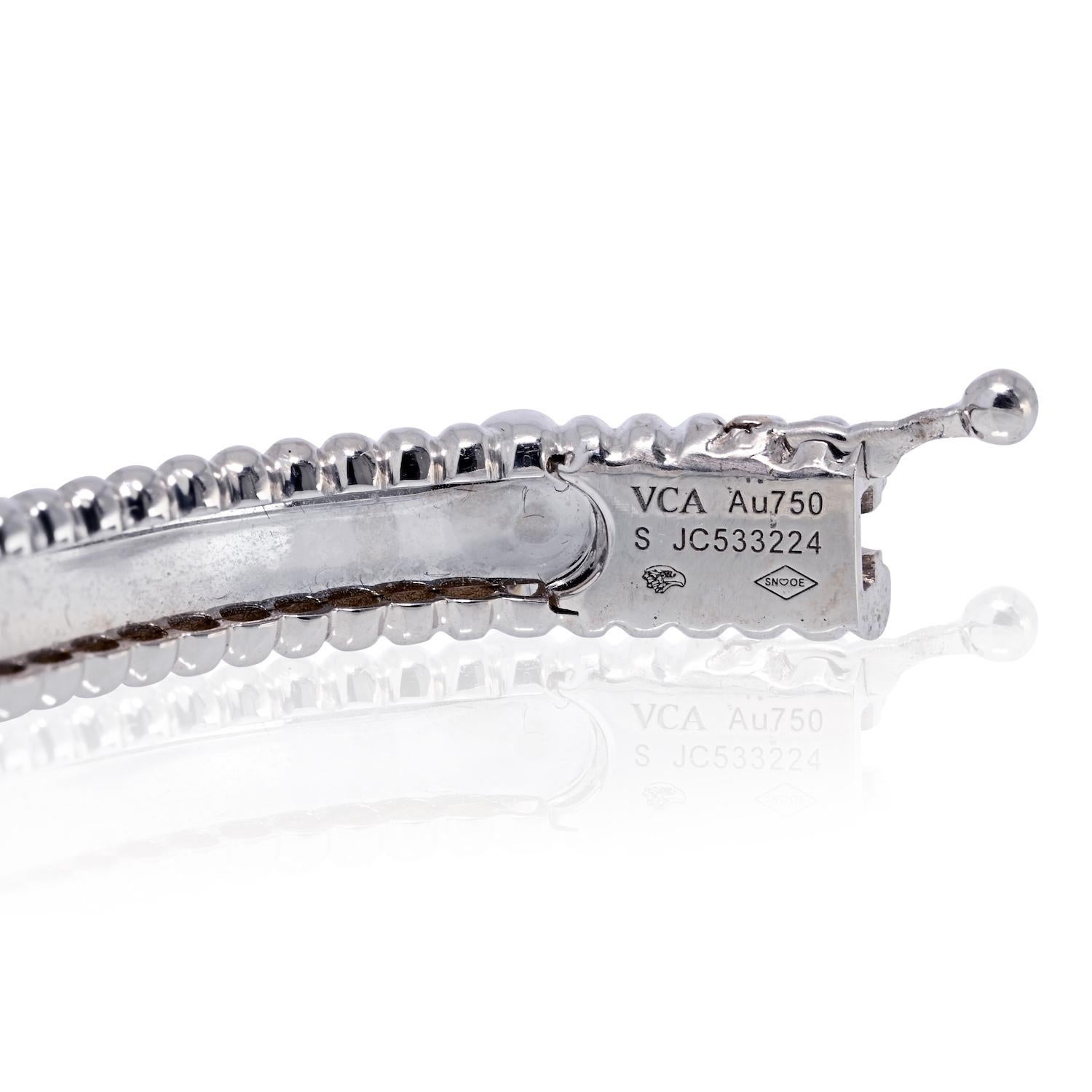 Van Cleef & Arpels Bracelet en or blanc 18K Perlee Clover Diamond Size S Pour femmes en vente