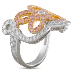 Van Cleef & Arpels 18K White Gold Pink and White Diamond Ring #5203